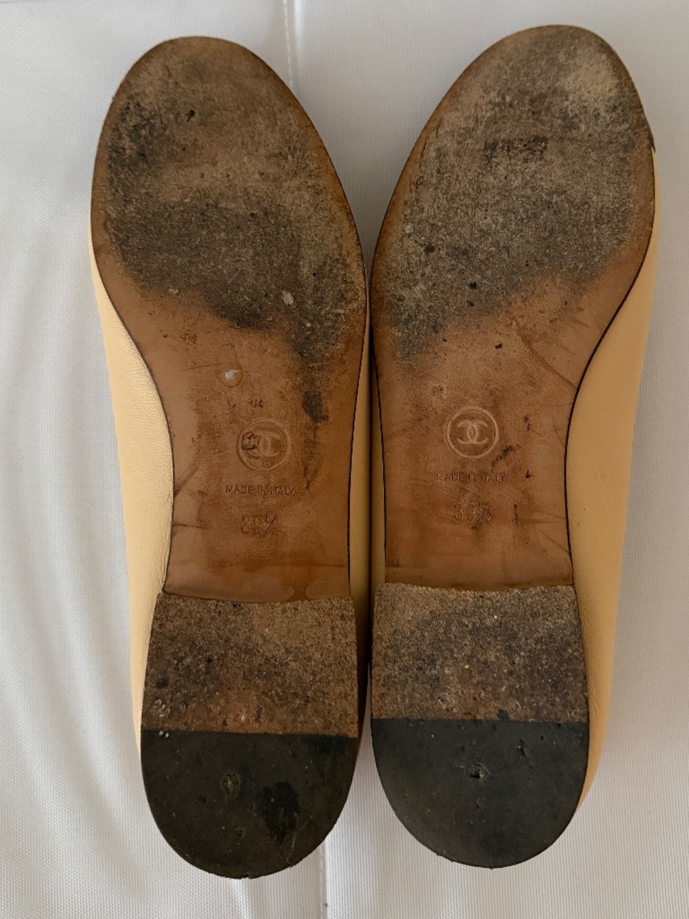 Authentic Chanel Ballet Flats Bow Lambskin Beige Black EU 39.5 / US 8.5 - Picture 5 of 10